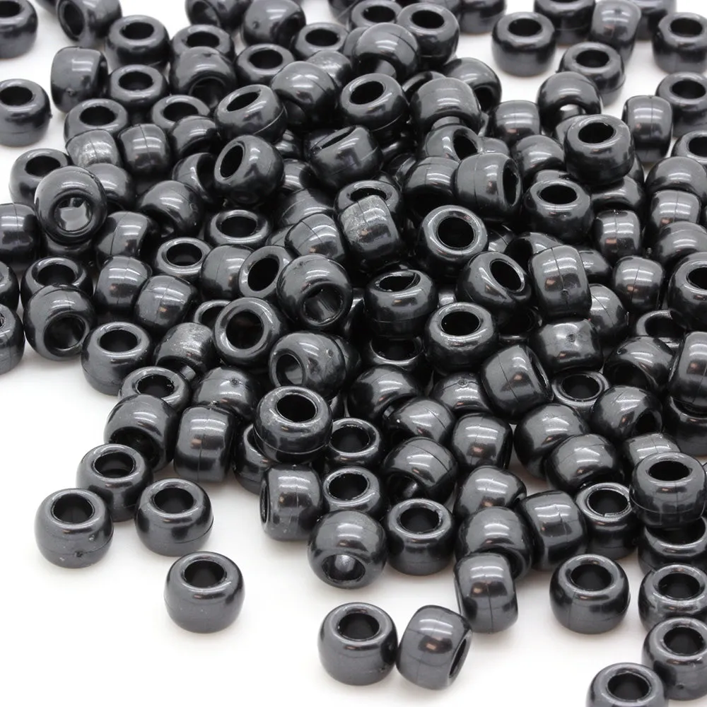 Bath Pearl Black Plastic Barrel Pony 6x8mm-Pack of 500