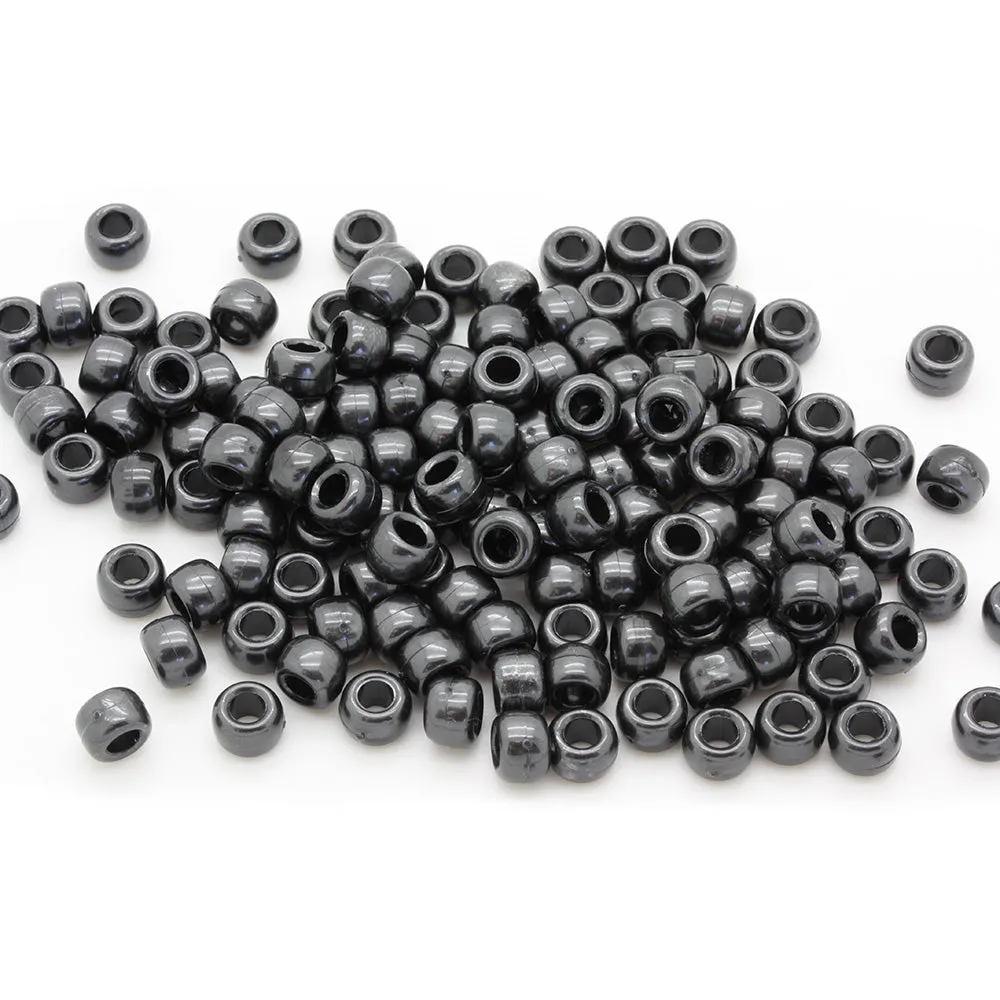 Bath Pearl Black Plastic Barrel Pony 6x8mm-Pack of 500