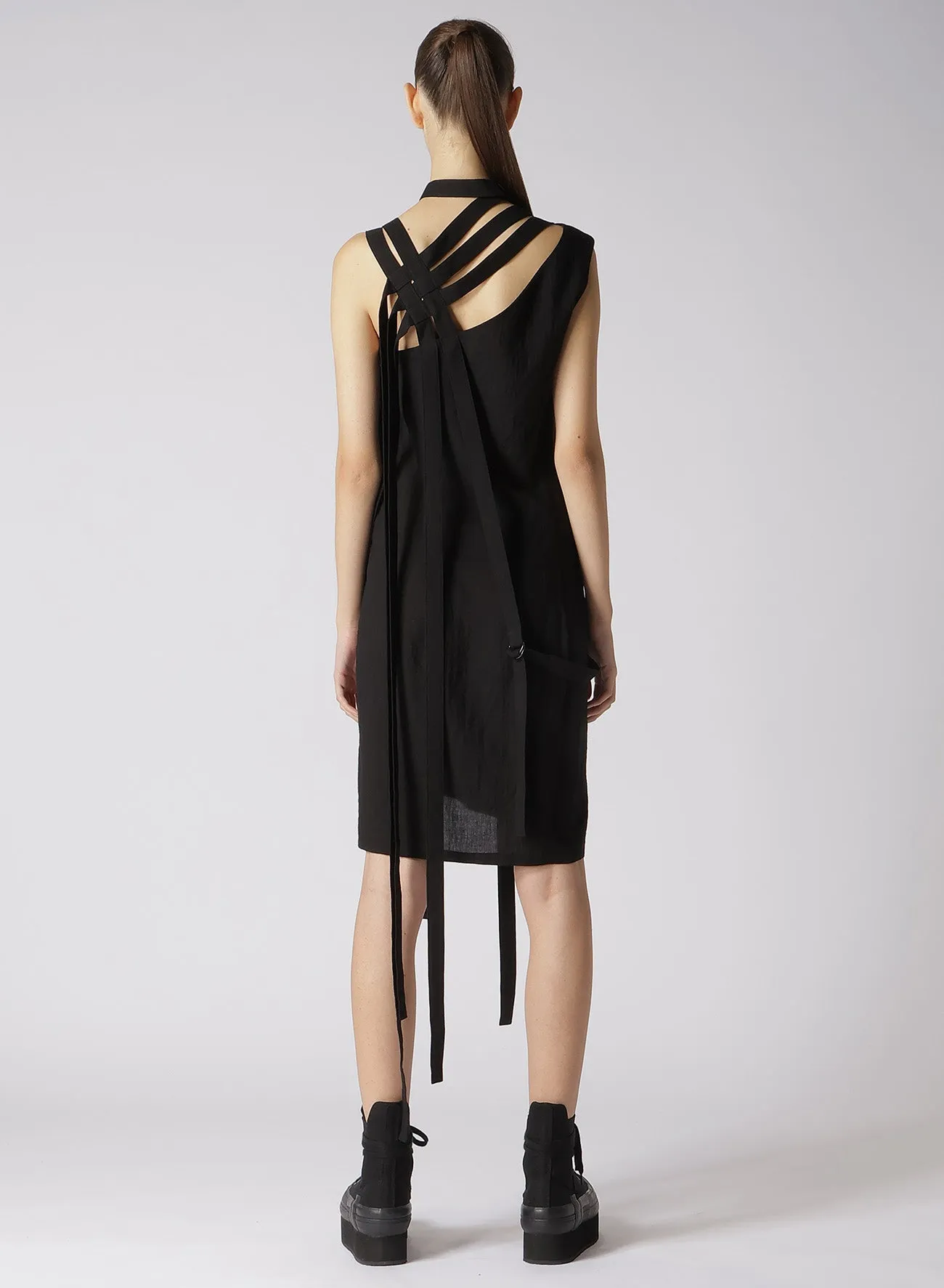 COTTON TENCEL LAWN STRAP DRESS
